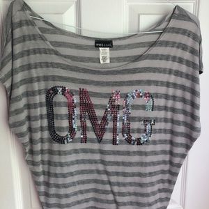Wet Seal “OMG” Sequin Slouch Top